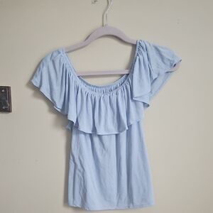 H&M Light Blue Ruffled Sleeveless Blouse